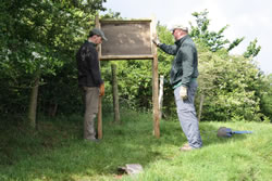 Andy and Andrew deciding were to put board.