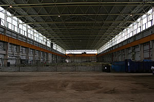 The empty shell of the turbine hall at Hinkley A